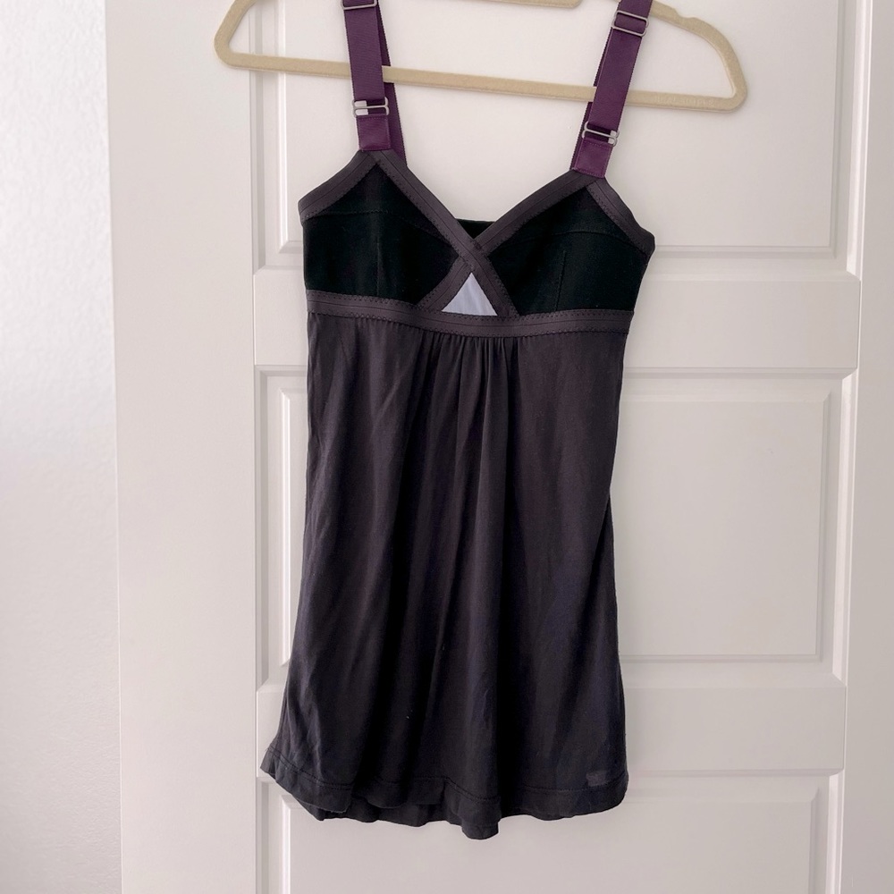 VPL Convexity Breaker Tank Top, Size P/XS, Black with Purple Straps